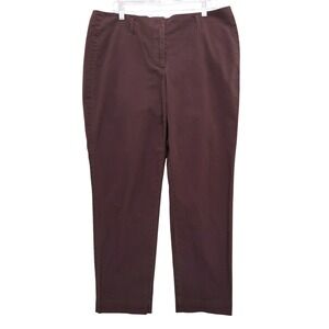 Lands End Fit 2 Brown Chino Straight Leg Pants Women's Size 16